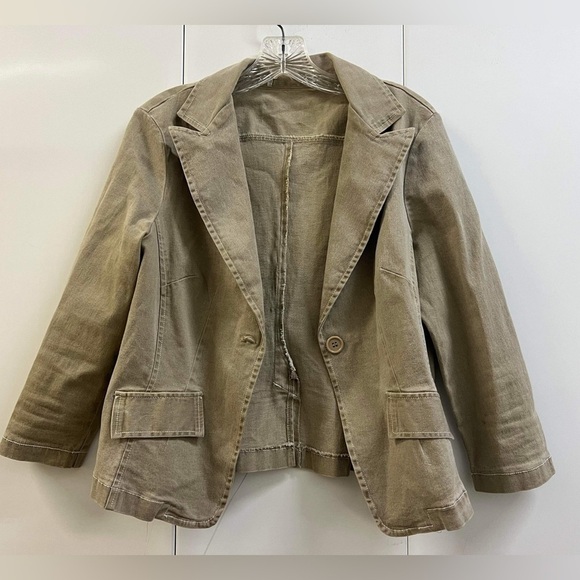 Source Unknown Jackets & Blazers - Like New Tan 3/4 Sleeve Jean Jacket Blazer